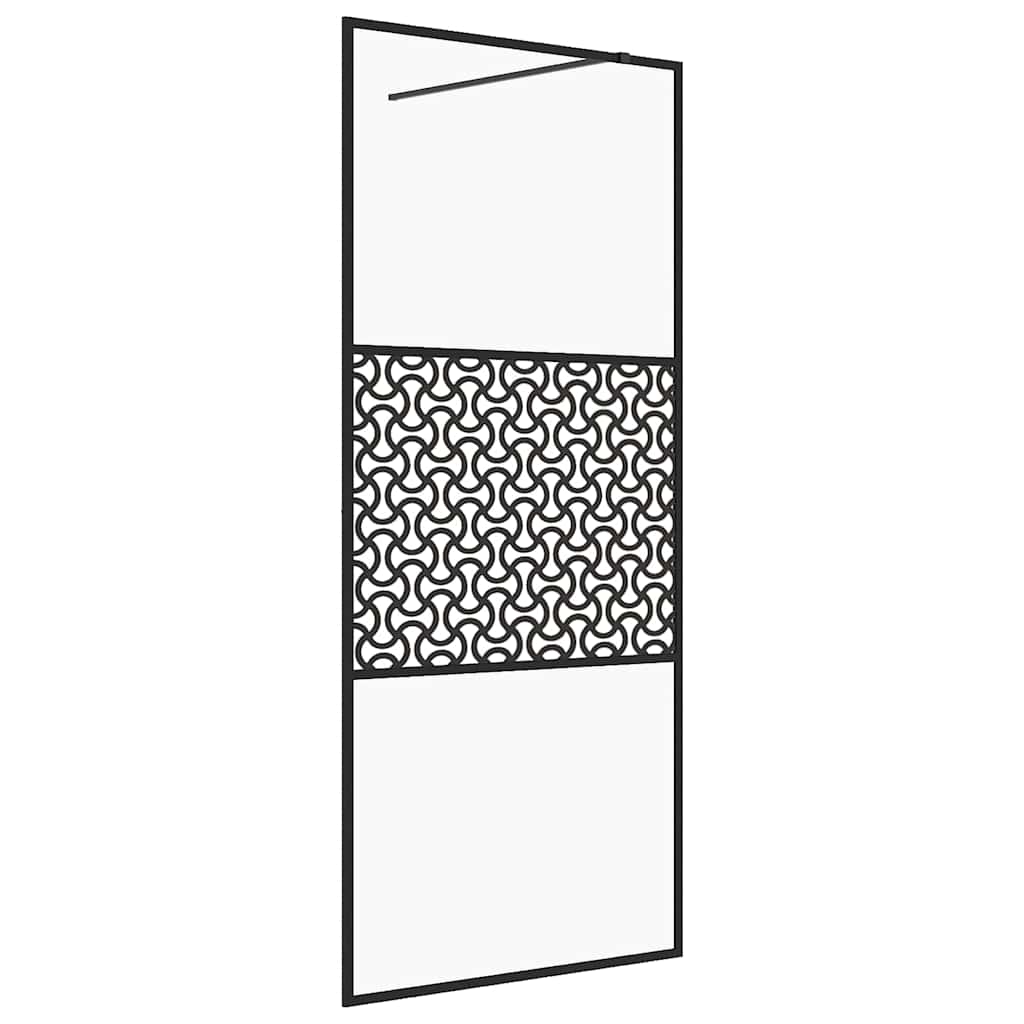 fekete zuhanyfal átlátszó ESG üveggel 80 x 195 cm