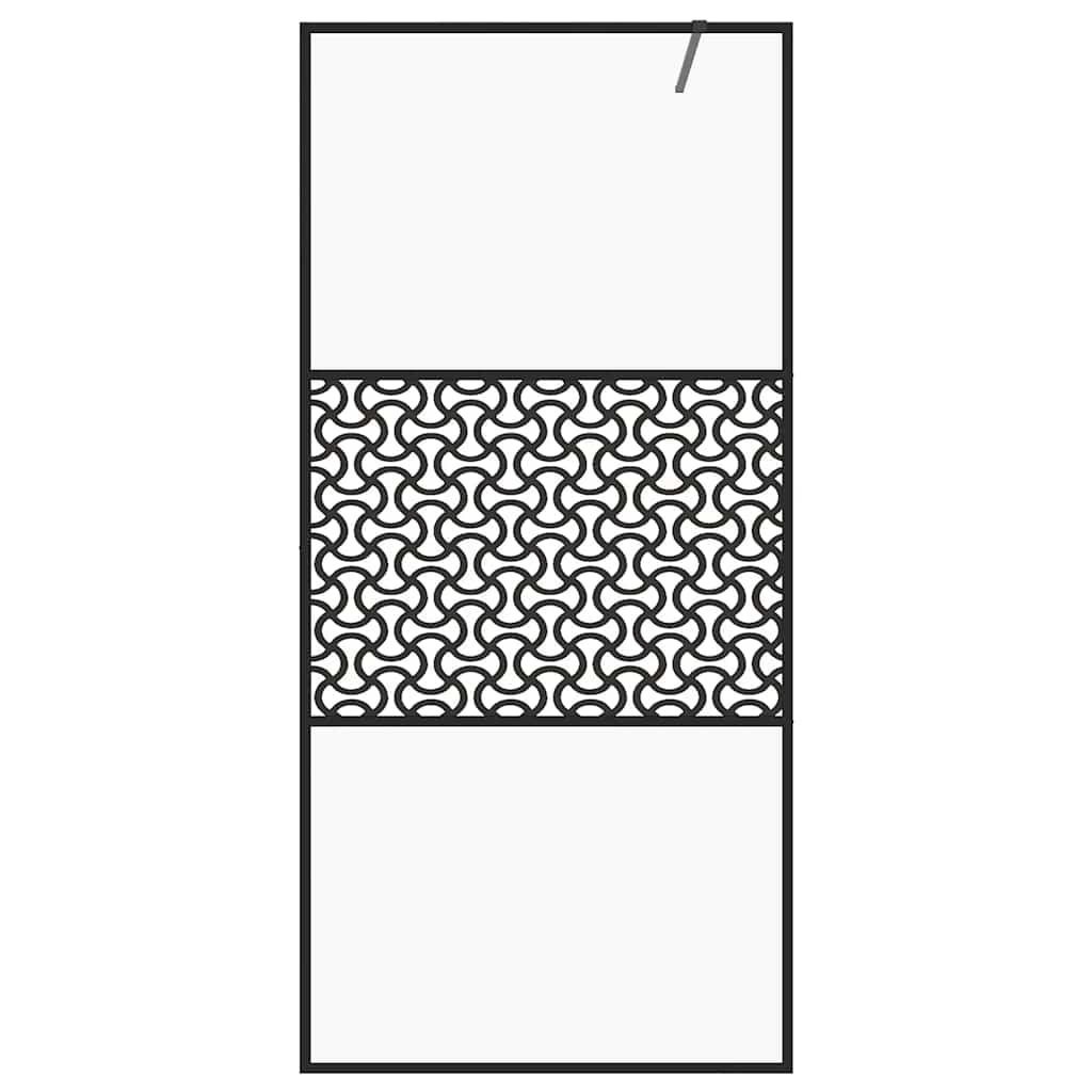 fekete zuhanyfal átlátszó ESG üveggel 80 x 195 cm