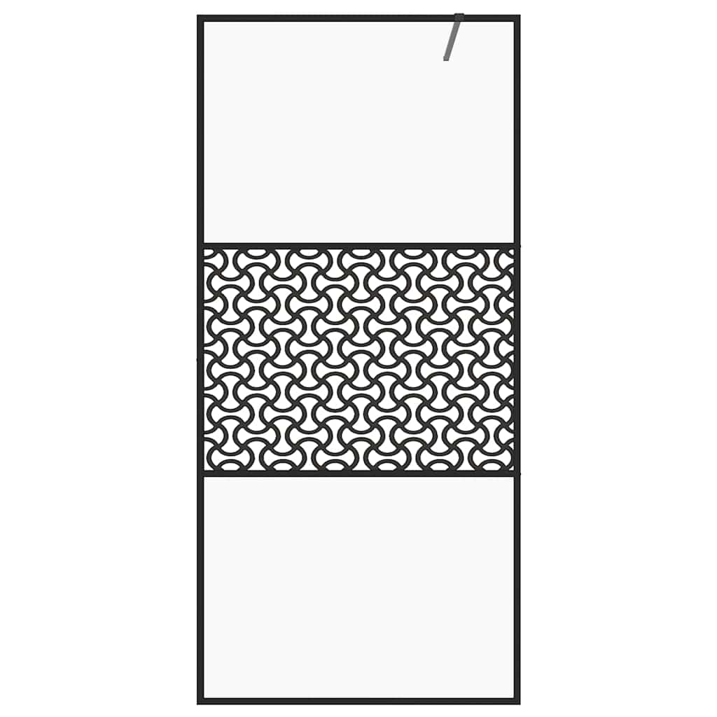 fekete zuhanyfal átlátszó ESG üveggel 100 x 195 cm