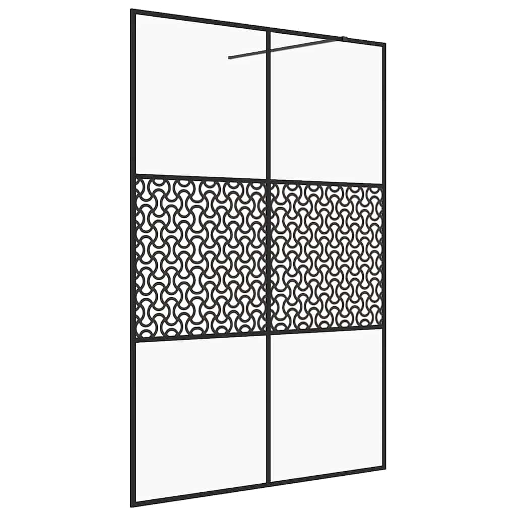 fekete zuhanyfal átlátszó ESG üveggel 140 x 195 cm
