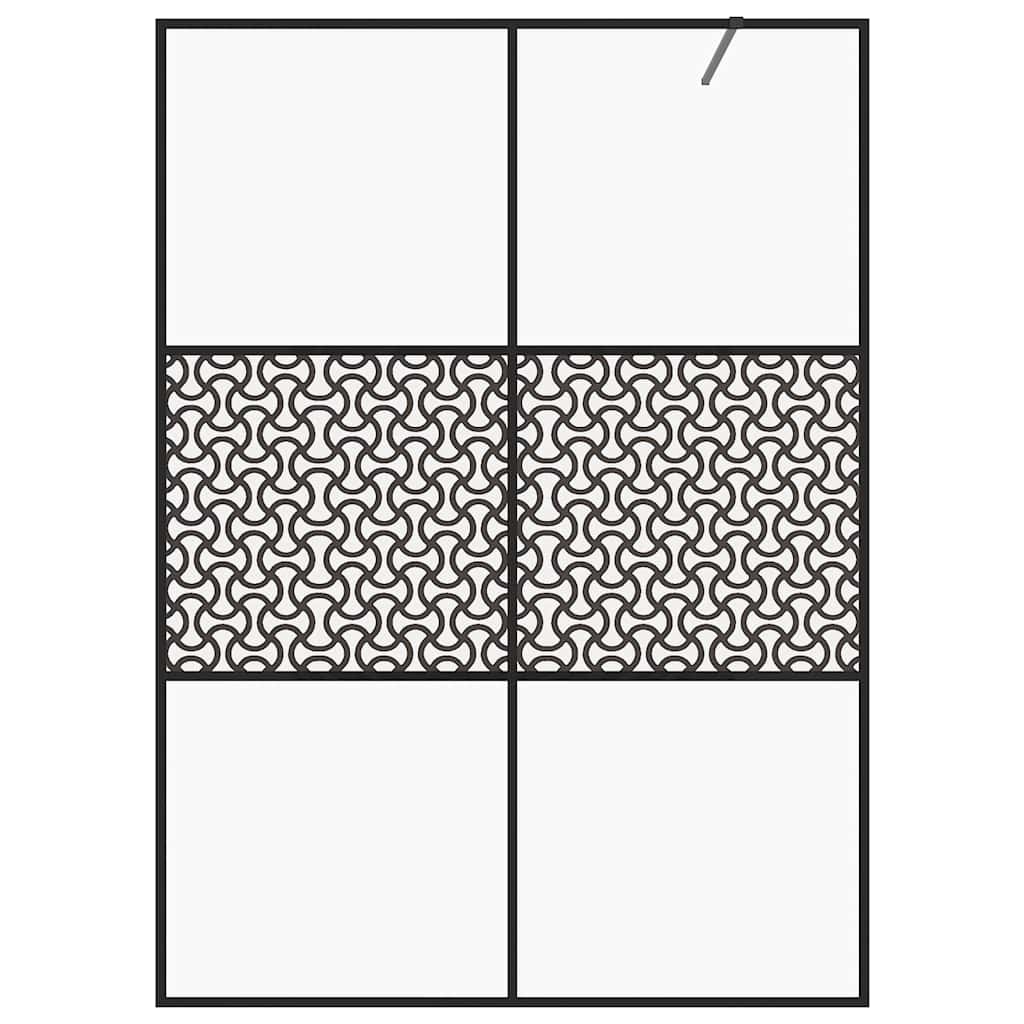 fekete zuhanyfal átlátszó ESG üveggel 140 x 195 cm