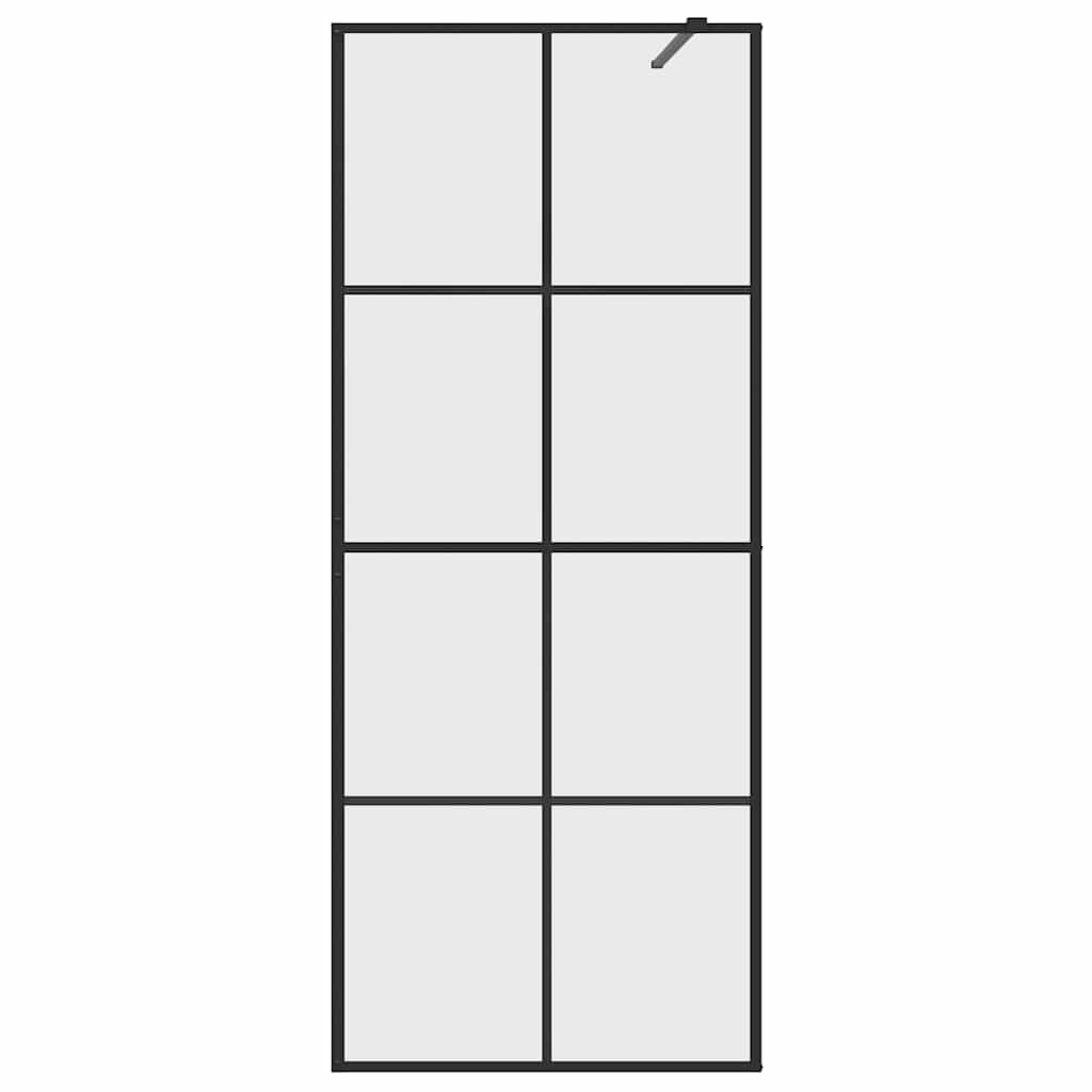 fekete zuhanyfal átlátszó ESG üveggel 80 x 195 cm