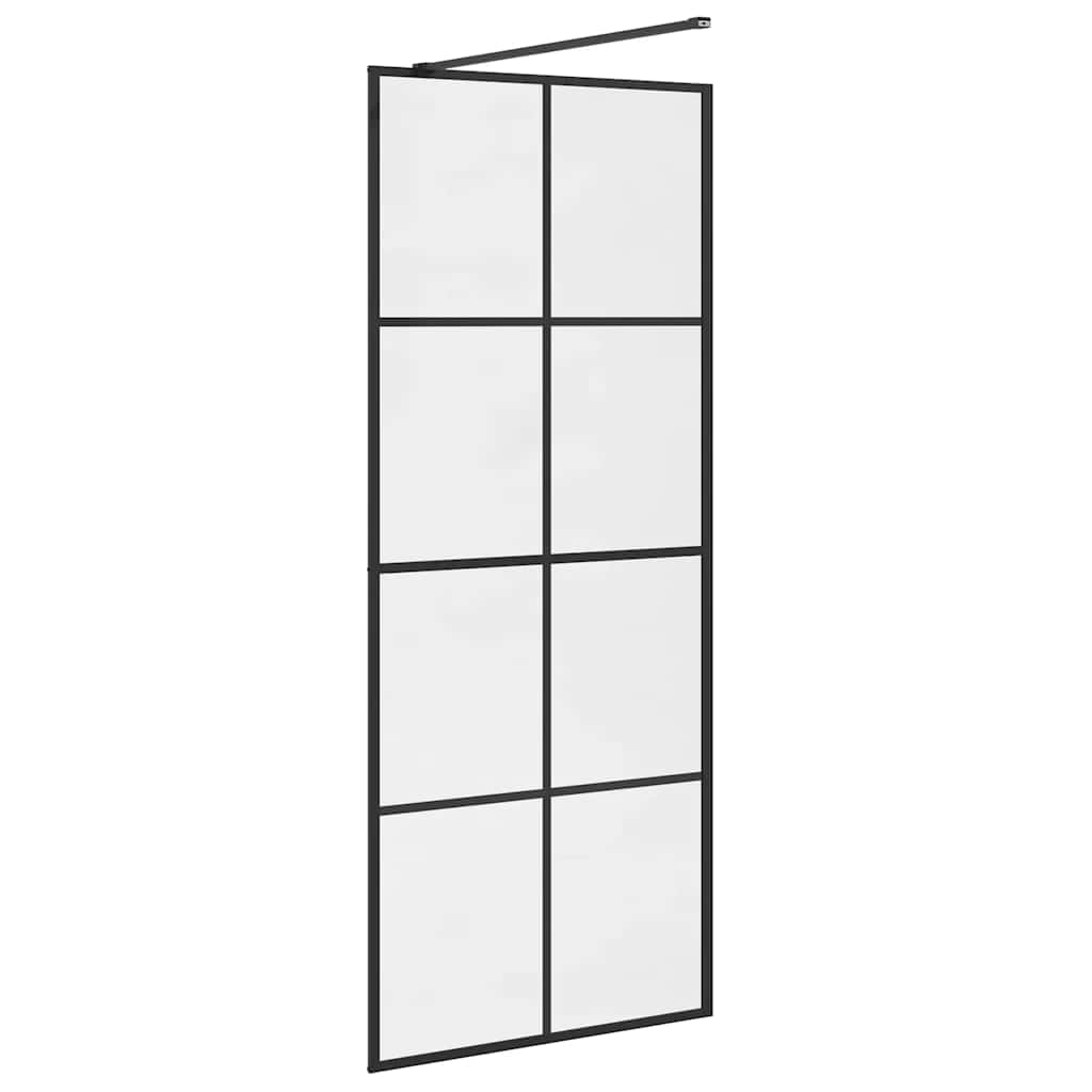 fekete zuhanyfal átlátszó ESG üveggel 80 x 195 cm