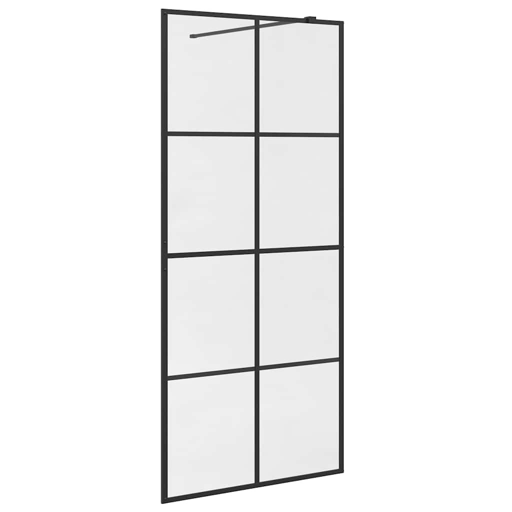 fekete zuhanyfal átlátszó ESG üveggel 90 x 195 cm
