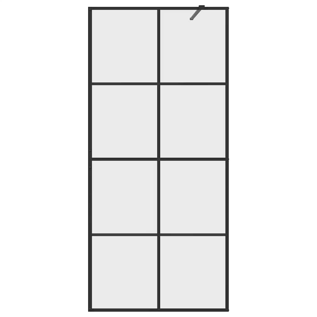 fekete zuhanyfal átlátszó ESG üveggel 90 x 195 cm