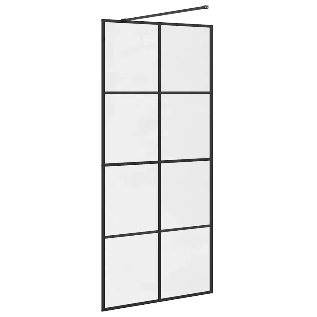 fekete zuhanyfal átlátszó ESG üveggel 90 x 195 cm