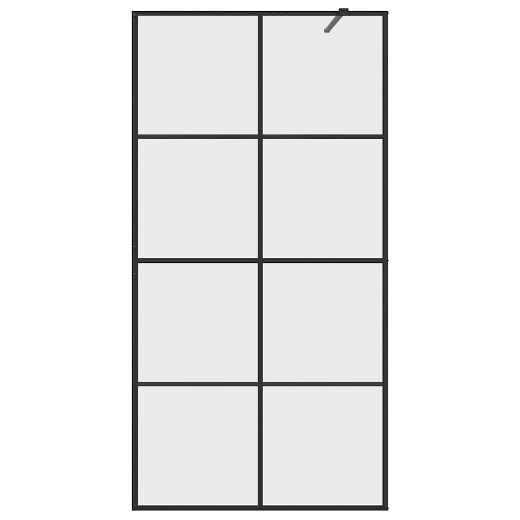 fekete zuhanyfal átlátszó ESG üveggel 100 x 195 cm