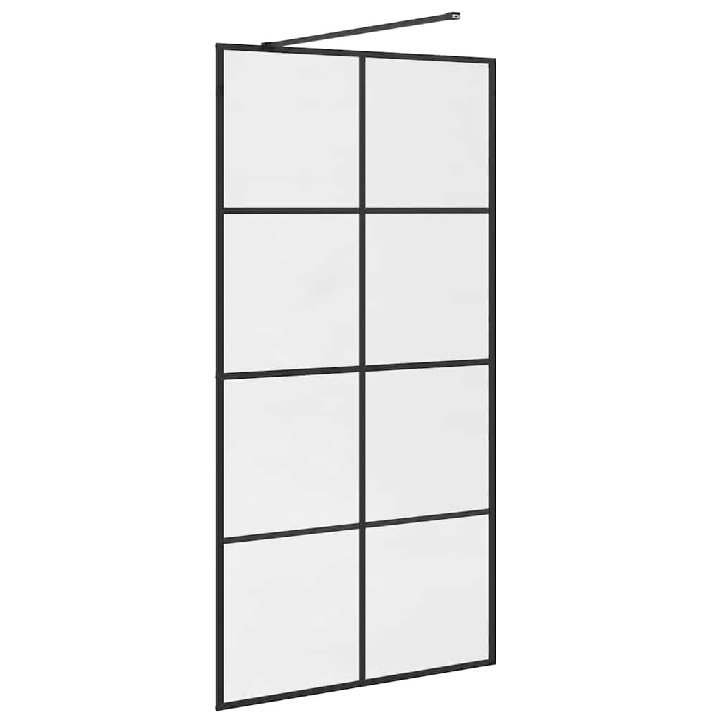 fekete zuhanyfal átlátszó ESG üveggel 100 x 195 cm