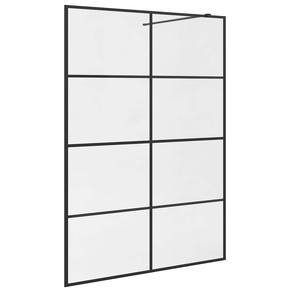 fekete zuhanyfal átlátszó ESG üveggel 140 x 195 cm
