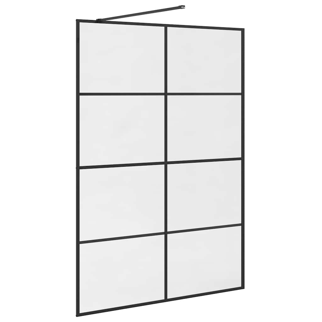 fekete zuhanyfal átlátszó ESG üveggel 140 x 195 cm