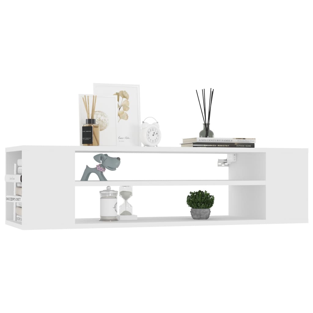 fehér szerelt fa függő TV-szekrény 100 x 30 x 26,5 cm