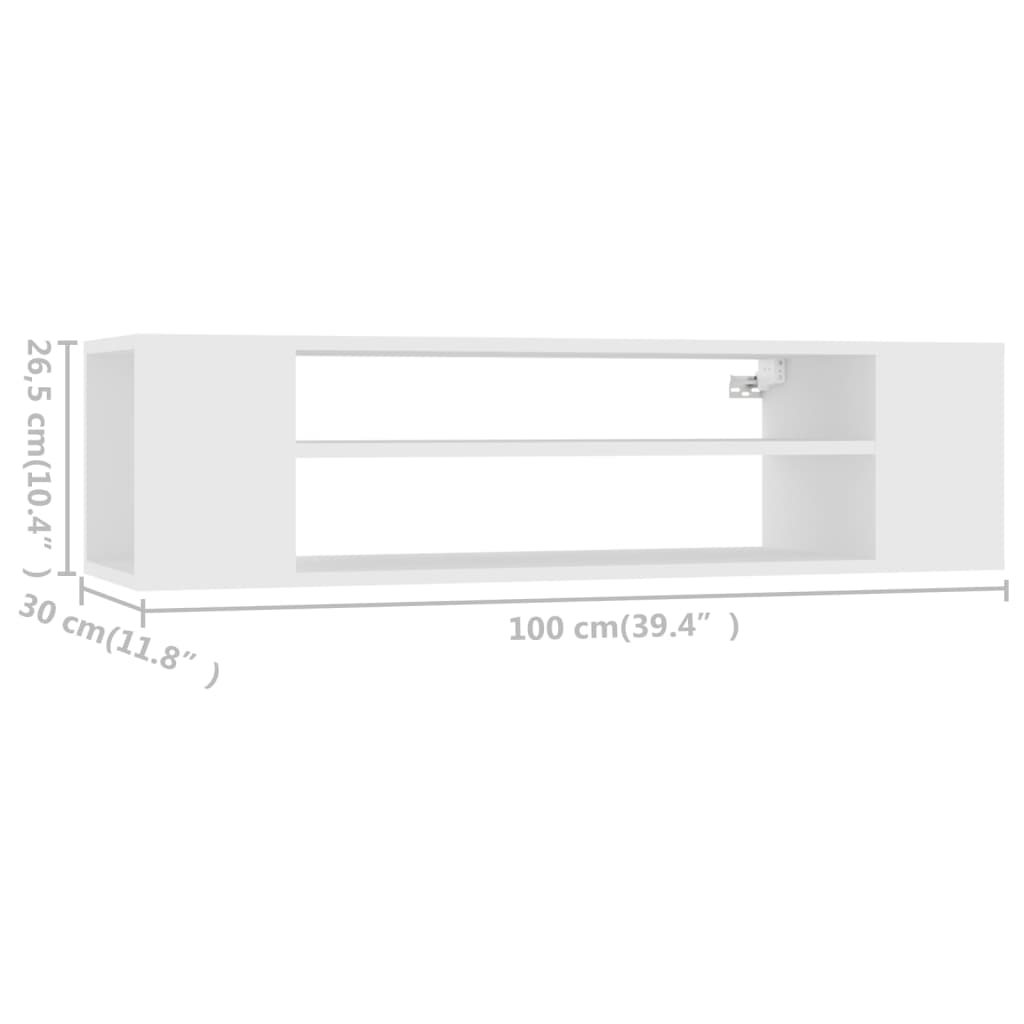 fehér szerelt fa függő TV-szekrény 100 x 30 x 26,5 cm