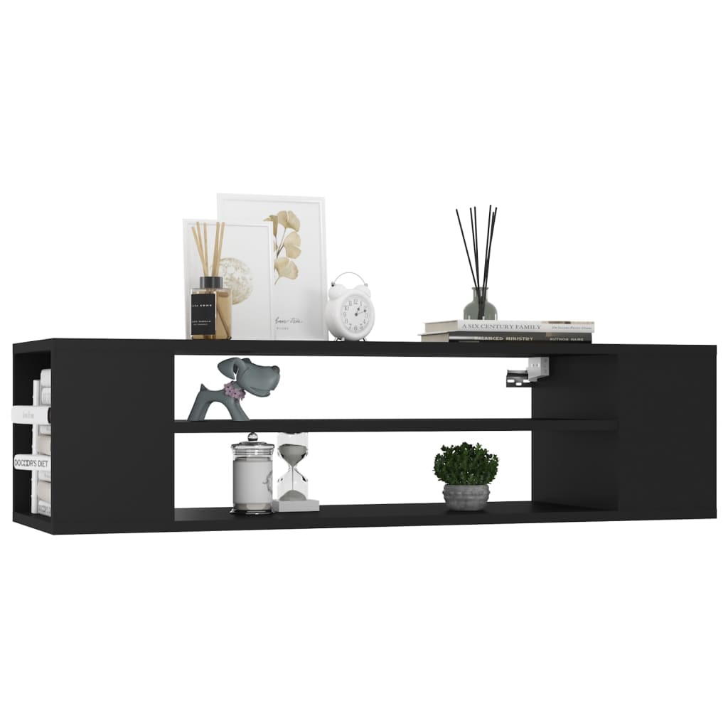 fekete szerelt fa függő TV-szekrény 100 x 30 x 26,5 cm