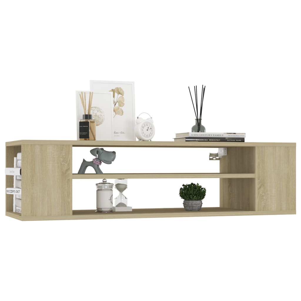 sonoma tölgy színű szerelt fa függő TV-szekrény 100x30x26,5 cm