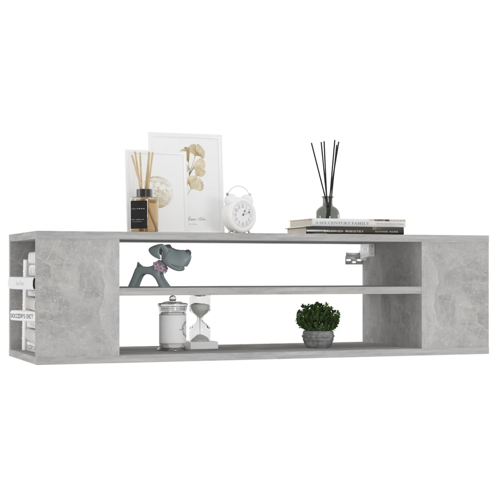 betonszürke szerelt fa függő TV-szekrény 100 x 30 x 26,5 cm