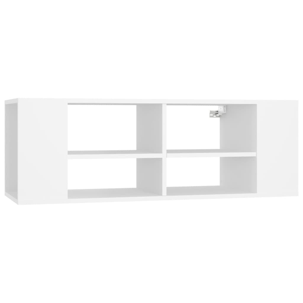 fehér szerelt fa falra szerelhető TV-szekrény 102 x 35 x 35 cm