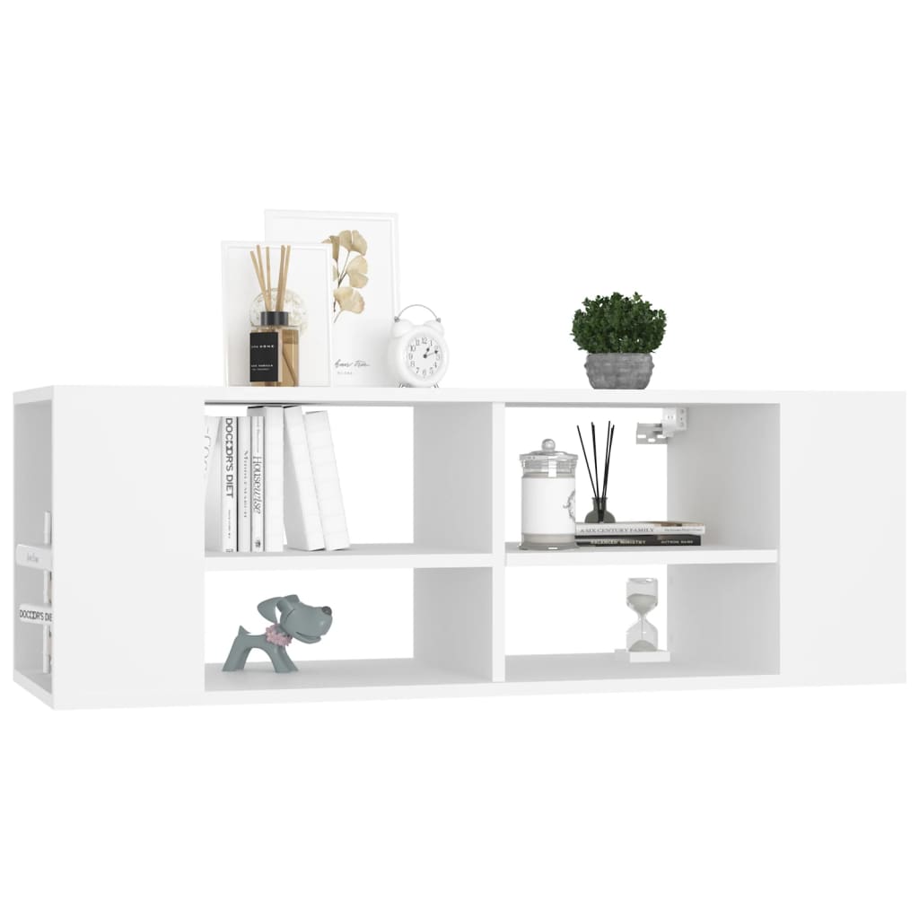 fehér szerelt fa falra szerelhető TV-szekrény 102 x 35 x 35 cm