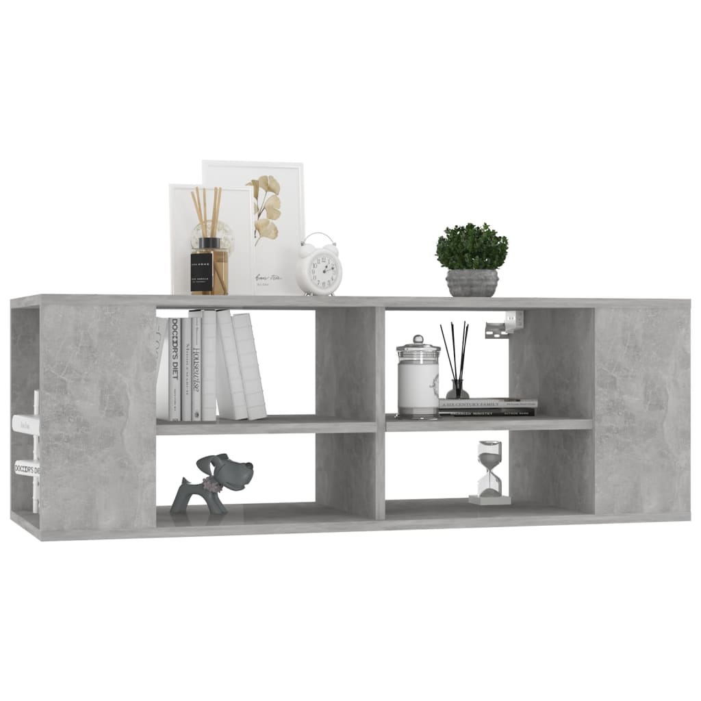 betonszürke szerelt fa falra szerelhető TV-szekrény 102x35x35cm