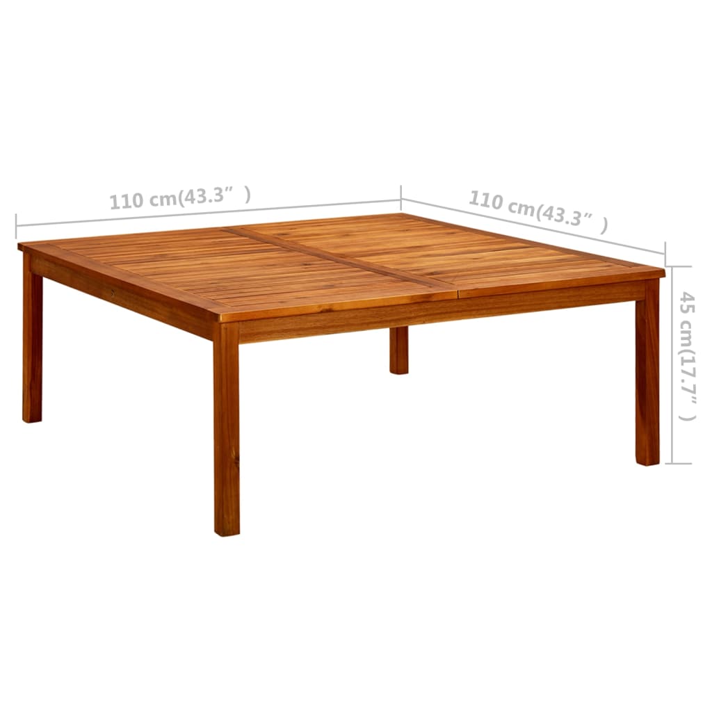 tömör akácfa kerti dohányzóasztal 110 x 110 x 45 cm