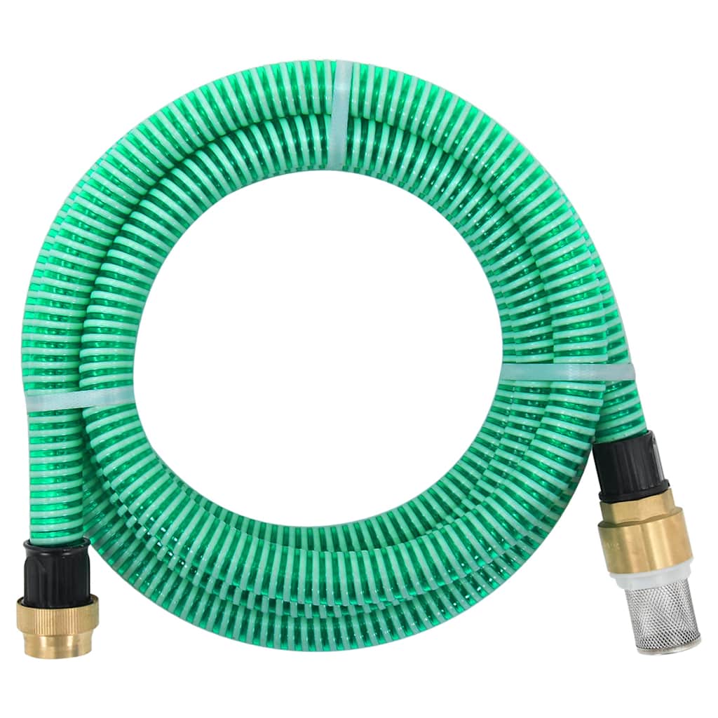zöld PVC szívótömlő sárgaréz csatlakozókkal 1,1" 7 m