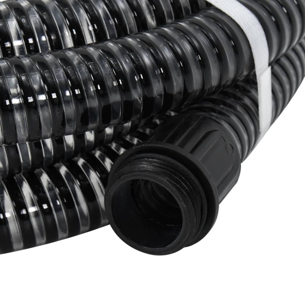fekete PVC szívótömlő sárgaréz csatlakozókkal 1,1" 5 m