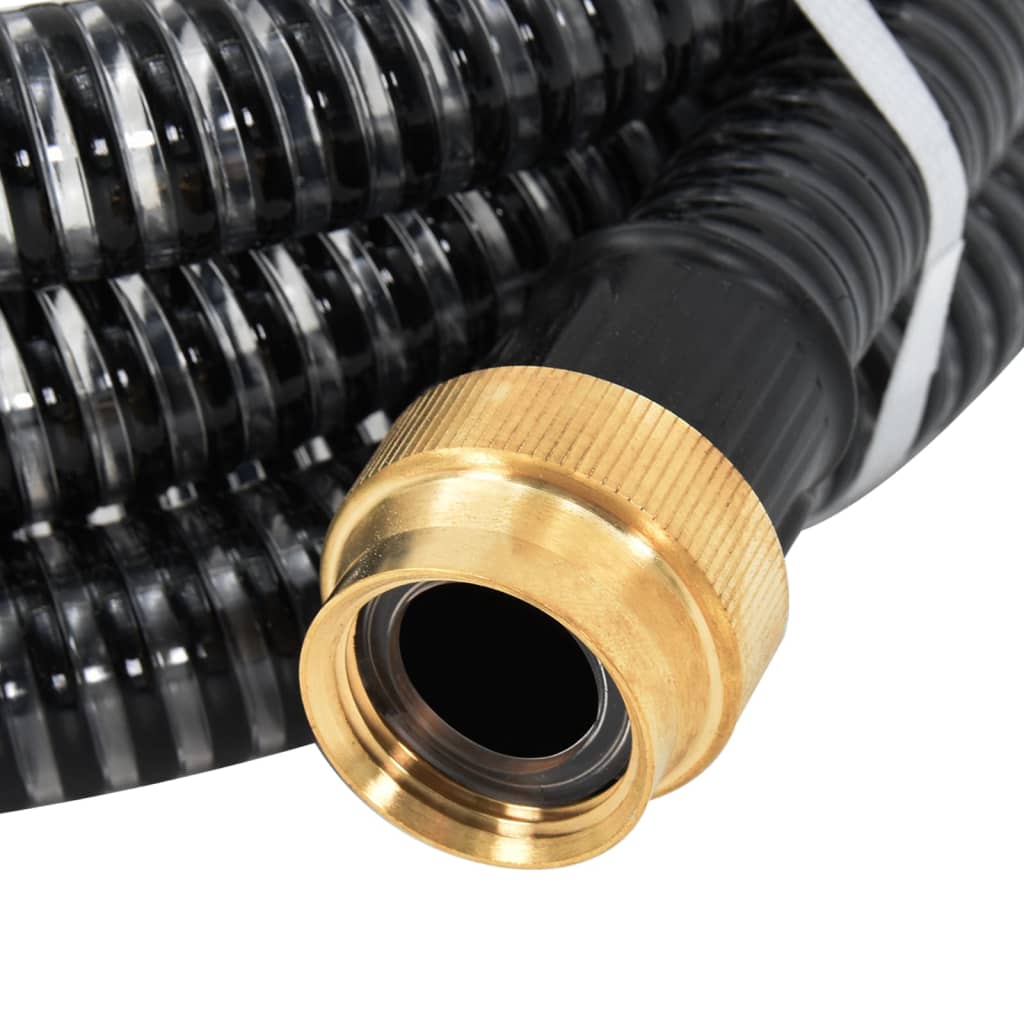 fekete PVC szívótömlő sárgaréz csatlakozókkal 1,1" 5 m