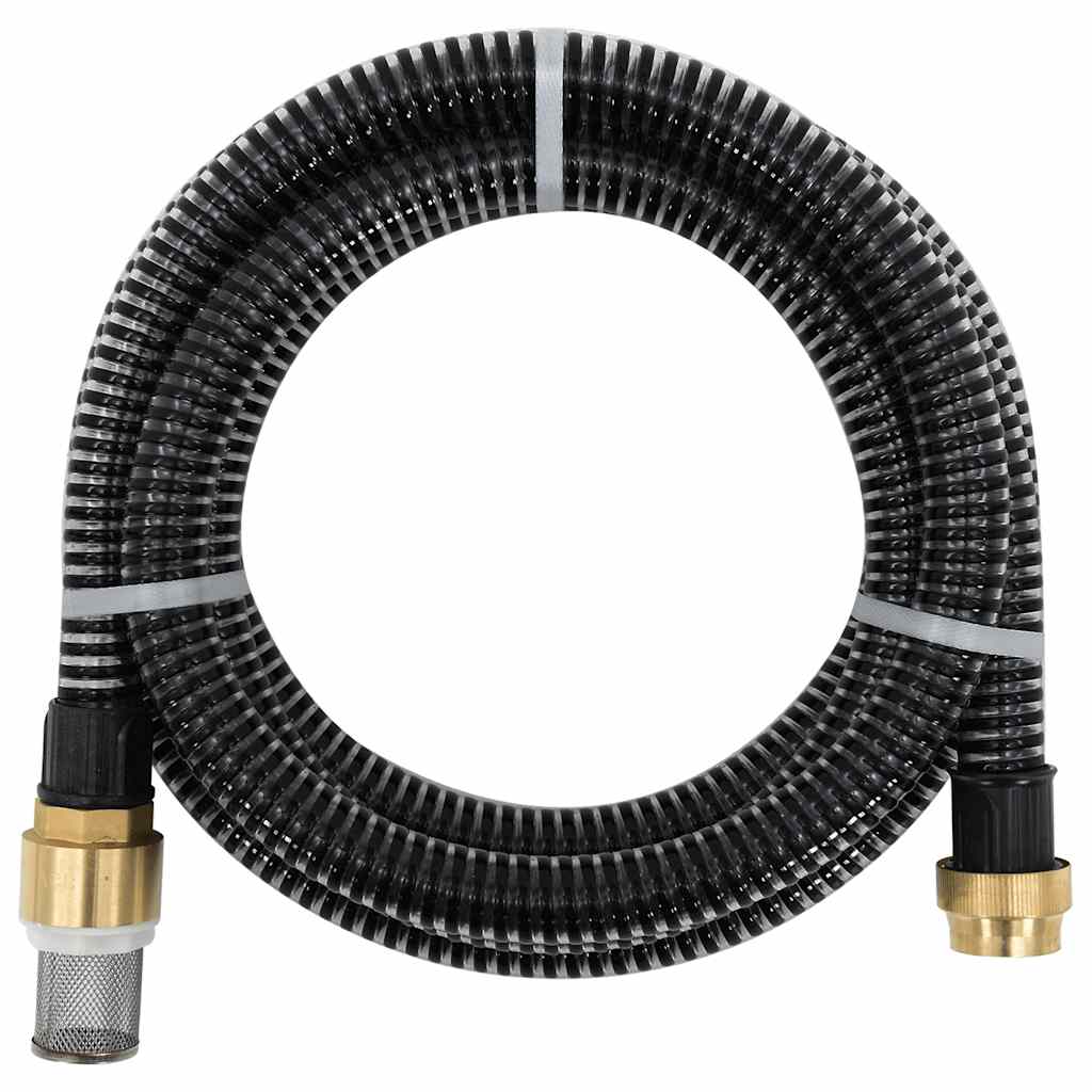 fekete PVC szívótömlő sárgaréz csatlakozókkal 1,1" 7 m