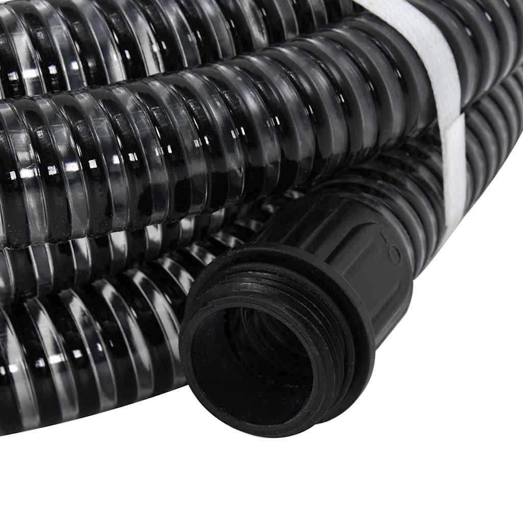 fekete PVC szívótömlő sárgaréz csatlakozókkal 1,1" 7 m