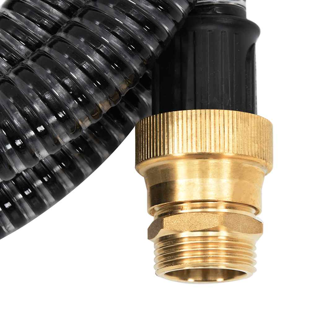fekete PVC szívótömlő sárgaréz csatlakozókkal 1,1" 7 m