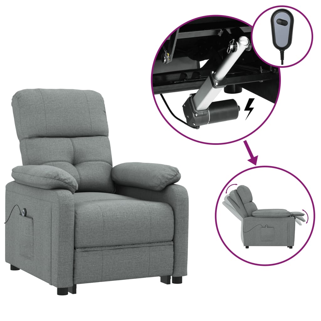sötétszürke szövet elektromos dönthető fotel