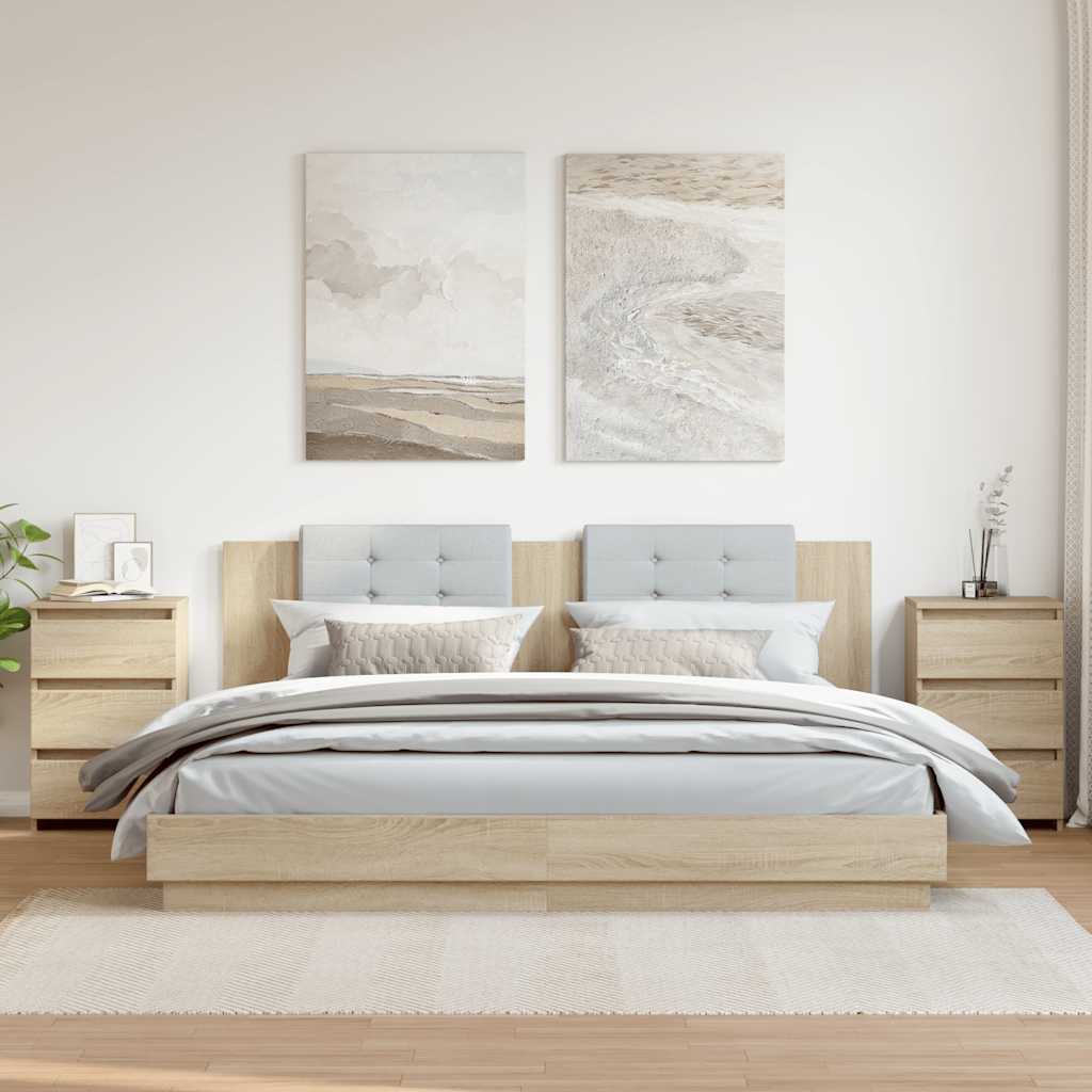 2 db sonoma tölgy színű szerelt fa éjjeliszekrény 40x35x62,5 cm