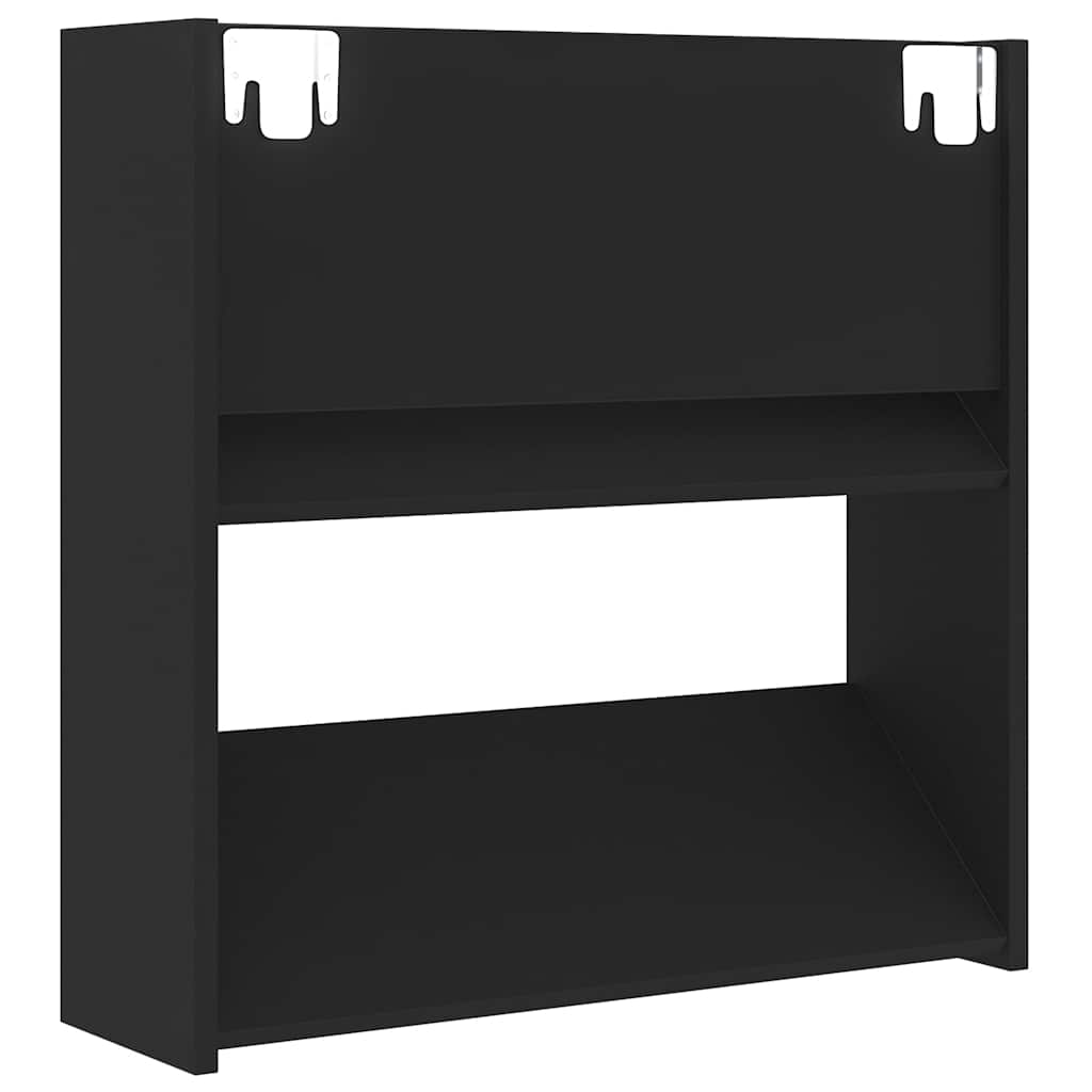 4 db fekete szerelt fa fali cipősszekrény 60 x 18 x 60 cm