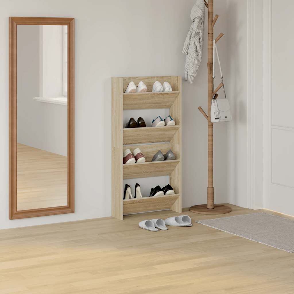 2 db sonoma-tölgyszínű fali cipősszekrény 60 x 18 x 60 cm
