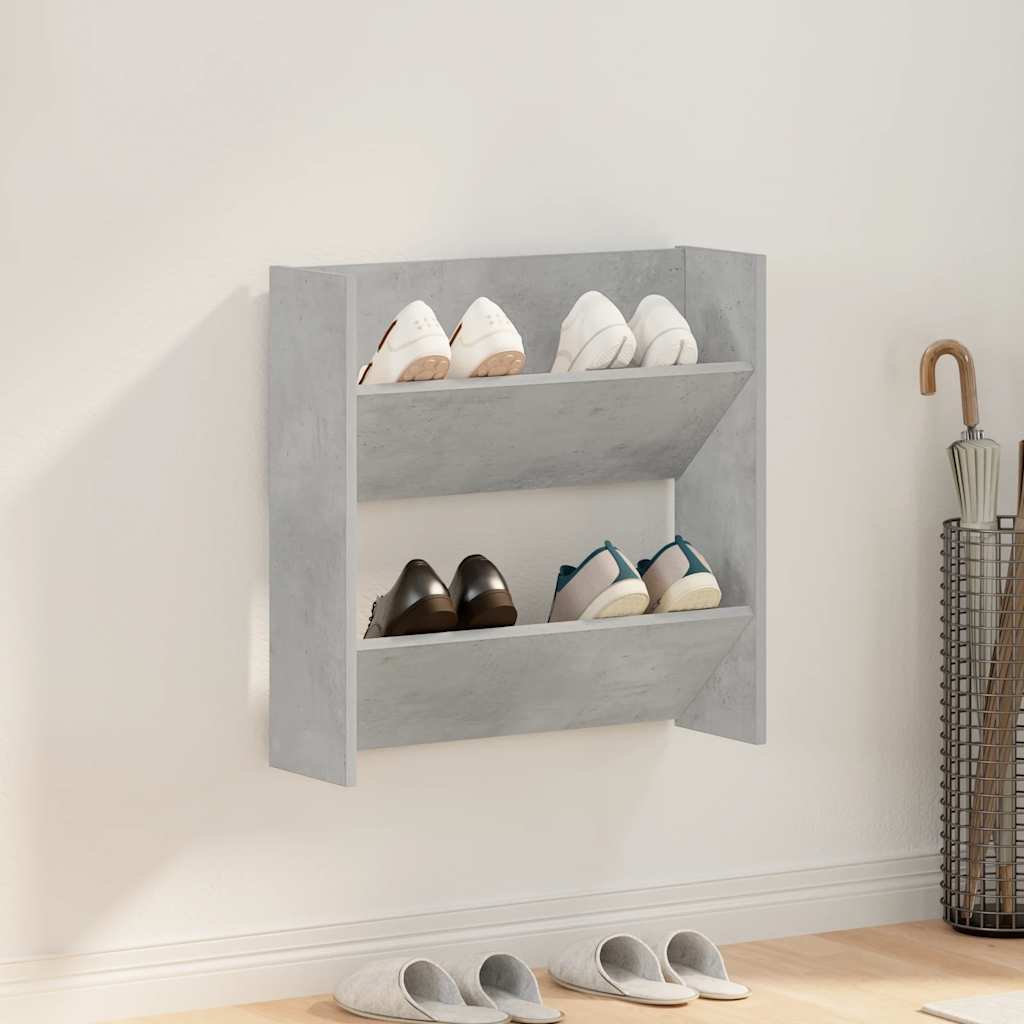 betonszürke forgácslap fali cipősszekrény 60 x 18 x 60 cm