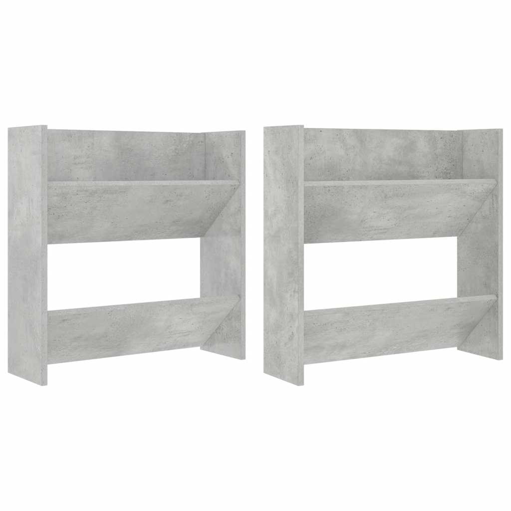 2 db betonszürke fali cipősszekrény 60 x 18 x 60 cm