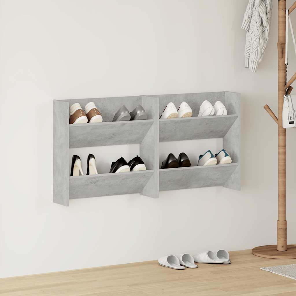2 db betonszürke fali cipősszekrény 60 x 18 x 60 cm