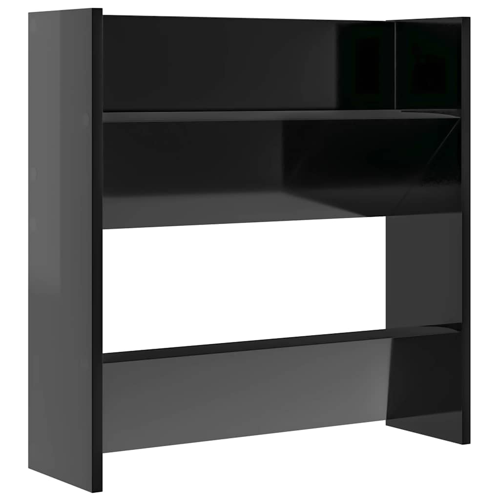 2 db magasfényű fekete szerelt fa fali cipősszekrény 60x18x60cm