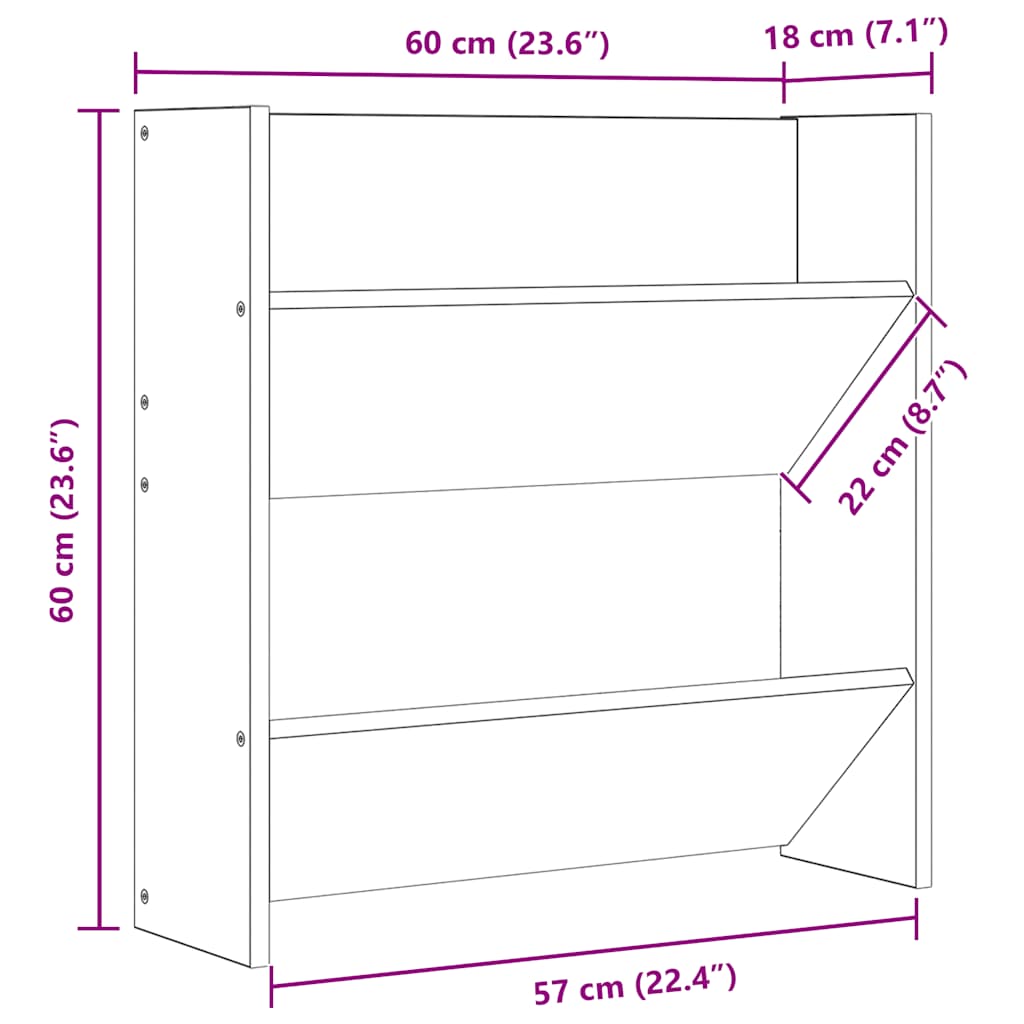 2 db magasfényű fekete szerelt fa fali cipősszekrény 60x18x60cm