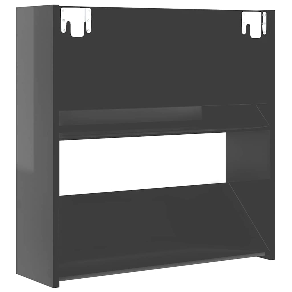 4 db magasfényű szürke szerelt fa fali cipősszekrény 60x18x60cm