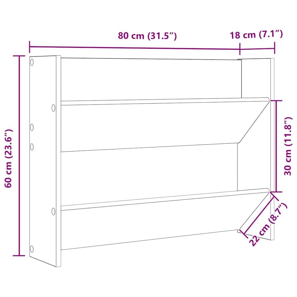 fekete szerelt fa fali cipősszekrény 80 x 18 x 60 cm