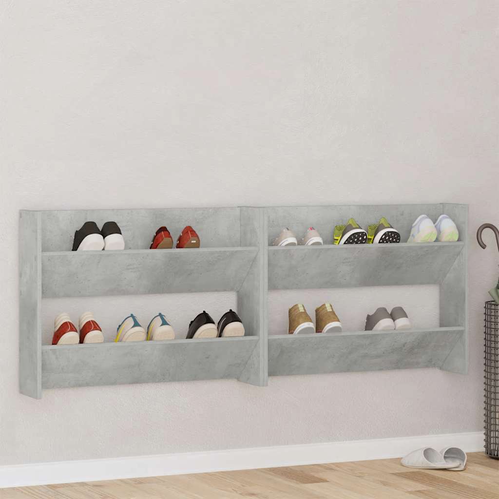 2 db betonszürke forgácslap fali cipősszekrény 80 x 18 x 60 cm