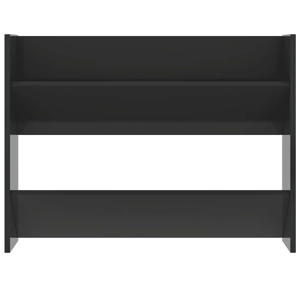 magasfényű fekete szerelt fa fali cipősszekrény 80 x 18 x 60 cm