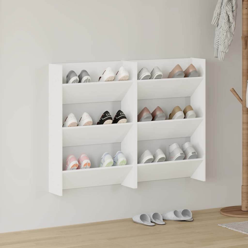 2 db fehér fali cipősszekrény 60 x 18 x 90 cm