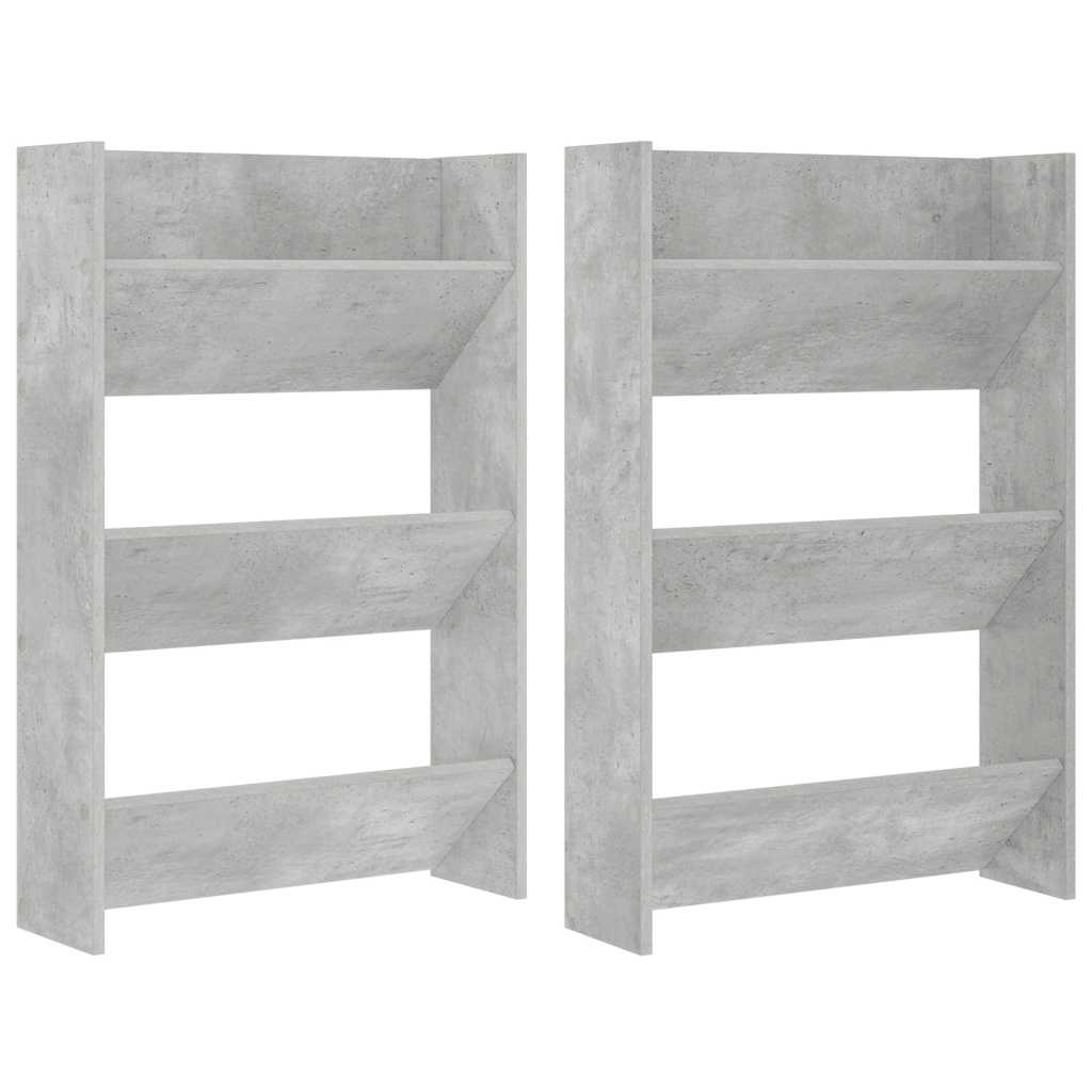 2 db betonszürke fali cipősszekrény 60 x 18 x 90 cm