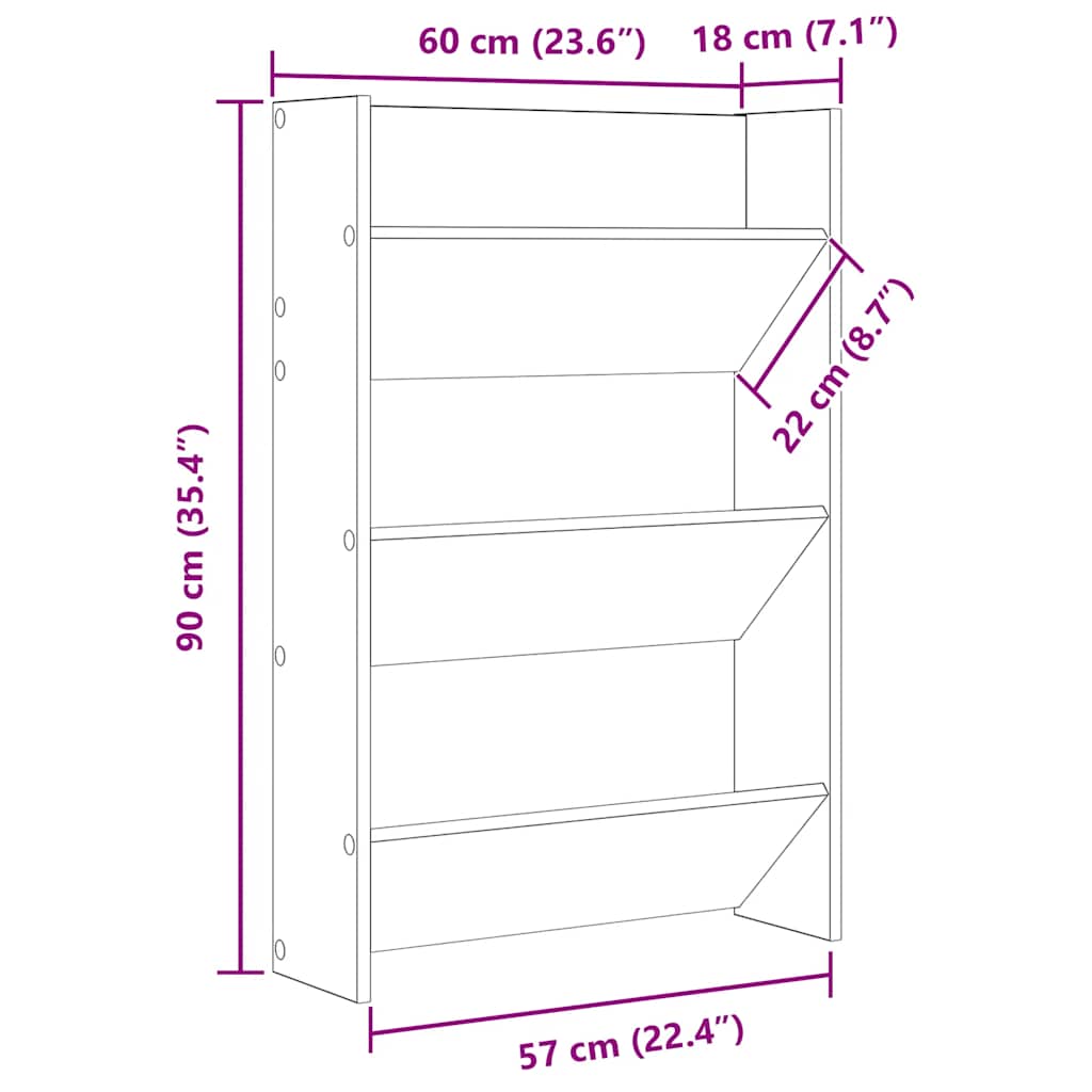 2 db betonszürke fali cipősszekrény 60 x 18 x 90 cm