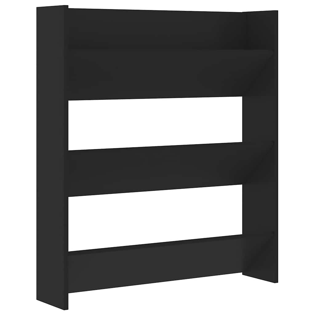 fekete szerelt fa fali cipősszekrény 80 x 18 x 90 cm