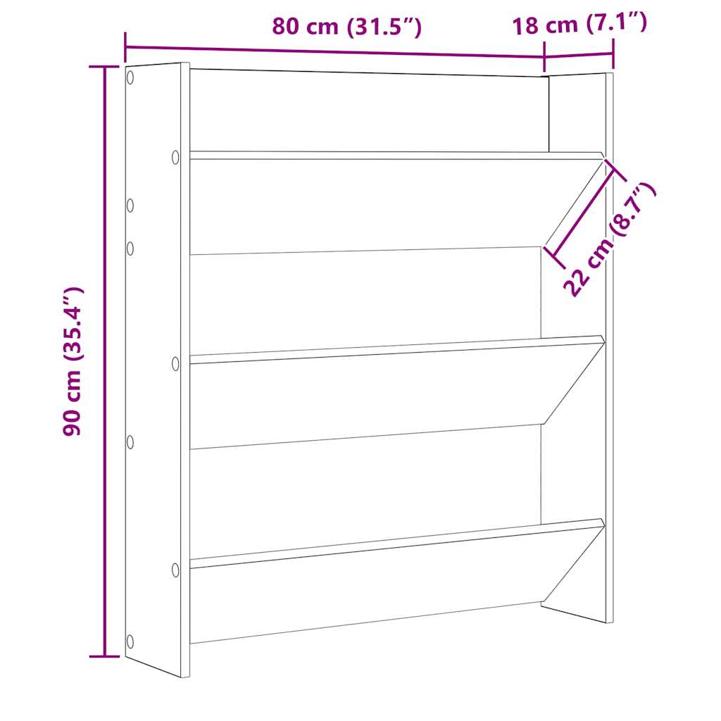 betonszürke forgácslap fali cipősszekrény 80 x 18 x 90 cm