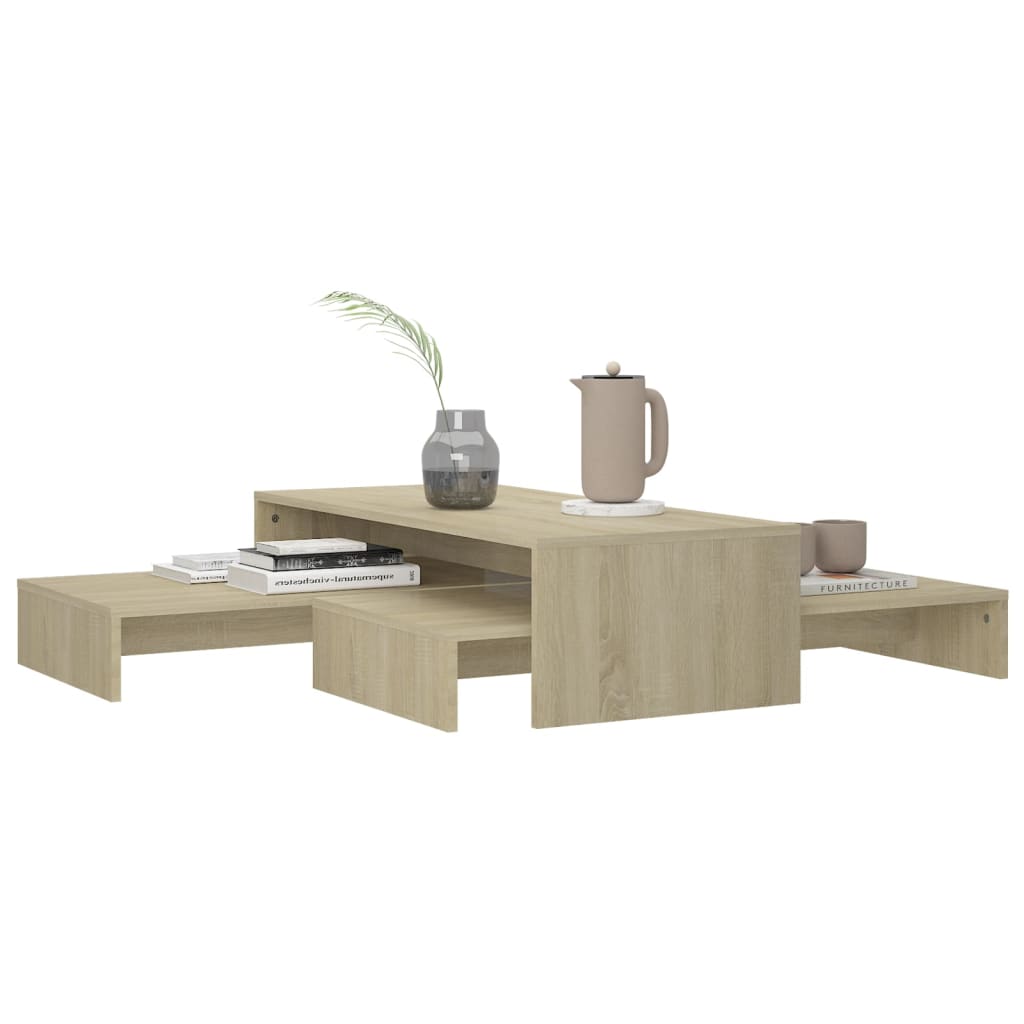 szerelt fa rakásolható dohányzóasztalszett 100x100x26,5 cm