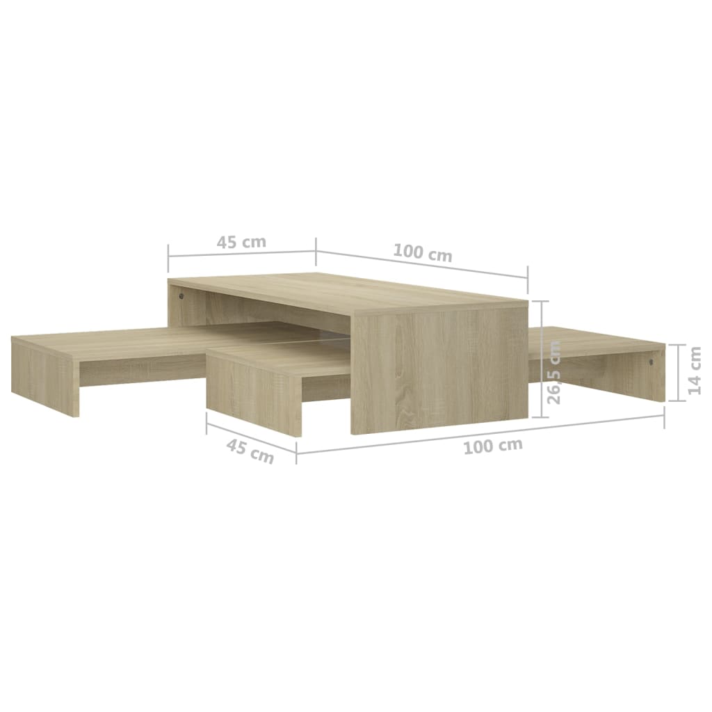 szerelt fa rakásolható dohányzóasztalszett 100x100x26,5 cm