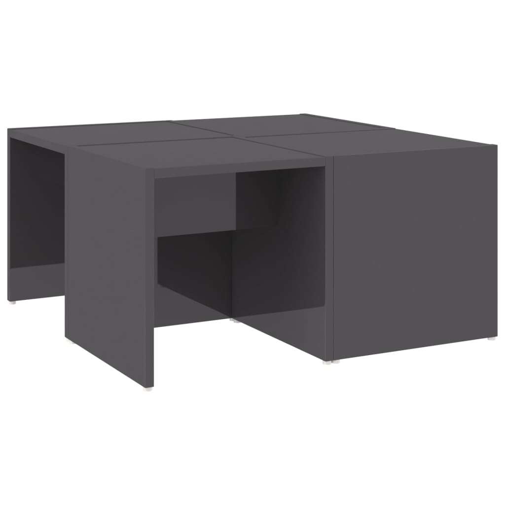 4 db magasfényű szürke szerelt fa dohányzóasztal 33x33x33 cm